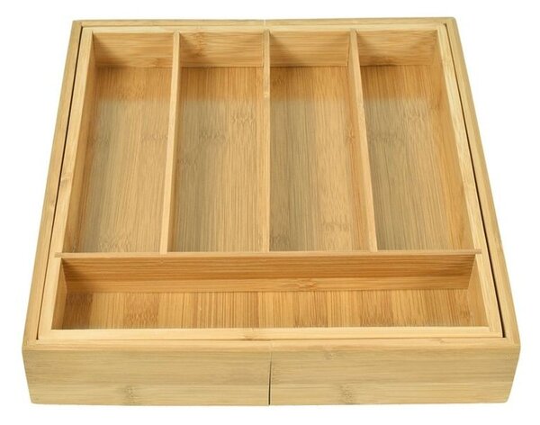 Organizator extensibil pentru tacamuri, lemn bambus, 7 compartimente