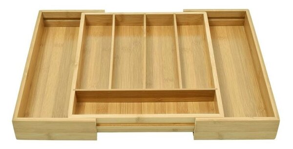 Organizator extensibil pentru tacamuri, lemn bambus, 7 compartimente