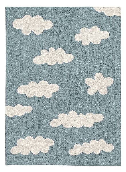 Covor pentru copii albastru lavabil/țesut manual din bumbac 120x160 cm Clouds Vintage Blue – Lorena Canals