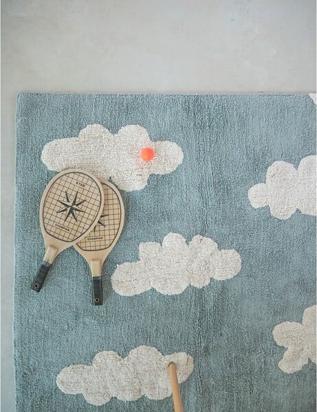 Covor pentru copii albastru lavabil/țesut manual din bumbac 120x160 cm Clouds Vintage Blue – Lorena Canals