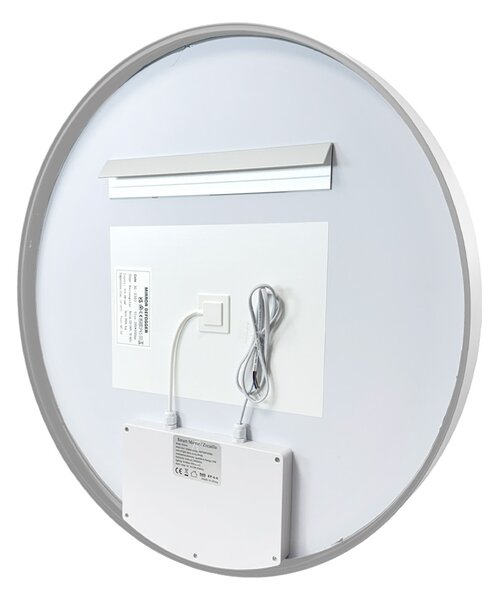 Mereo Mereo, oglindă rotundă cu LED, diametru 60 cm, iluminare LED, cadru din oțel periat, MER-CN164S