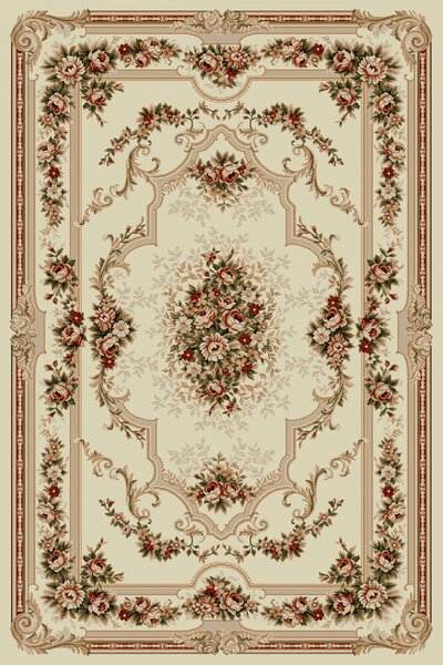 Covor Clasic Sufragerie Dormitor, Model Lotos 574 100, Crem Bej Crem, 80x200