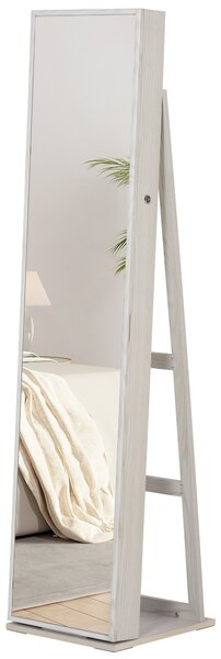 HOMCOM Dulap Bijuterii LED Alb cu Cheie | Aosom Romania