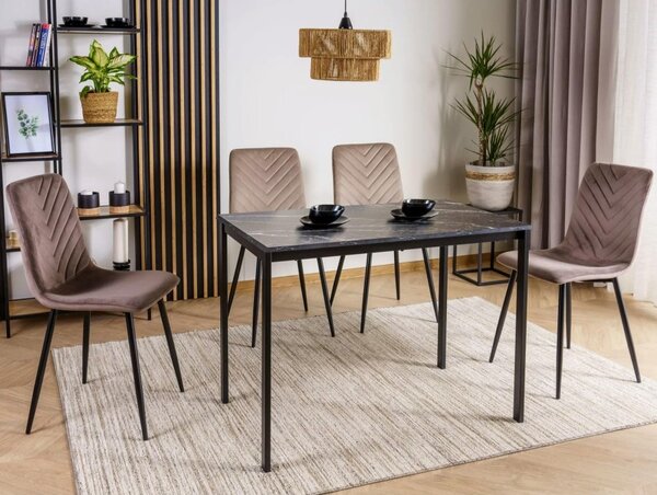Masa de sufragerie neagra RAMOD 100x60 cm, decor marmura