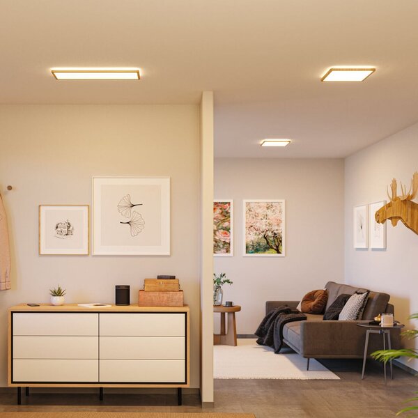 Paulmann Panou LED Atria Shine 29 cm, finisaj lemn, IP44, 3000 K, pornit/oprit, Lemn, Studiu / Birou, Plastic, Modern