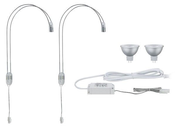 Paulmann Lampa cu oglindă Galeria, cromată, 30 cm, set de 2 bucăți, GU5.3, Crom, Hol, Metal, Modern