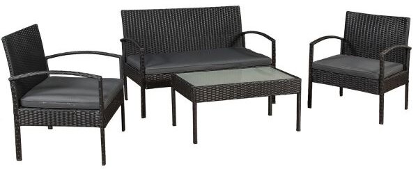 Juskys Set rattan Trinidad - negru