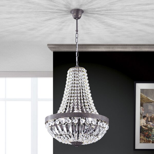 ORION Lampă suspendată Andara, lanțuri cristal, Ø 40 cm, Transparent, Camera de zi / sufragerie, Metal