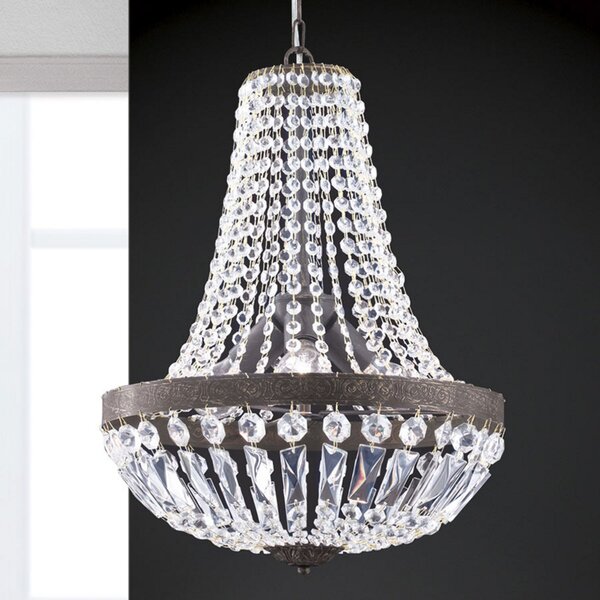 ORION Lampă suspendată Andara, lanțuri cristal, Ø 40 cm, Transparent, Camera de zi / sufragerie, Metal