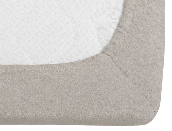Cearsaf elastic din fleece MOLTON gri deschis 90 x 200 cm
