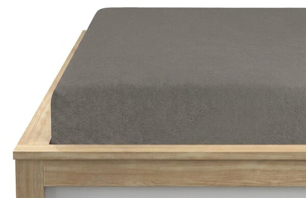 Cearsaf elastic din fleece MOLTON gri inchis 90 x 200 cm