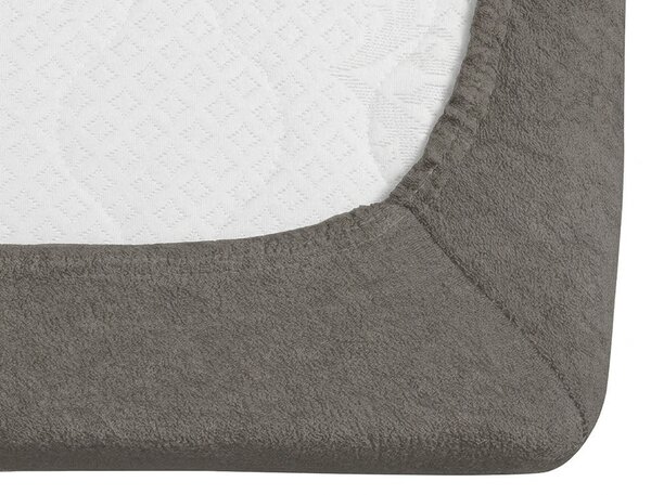 Cearsaf elastic din fleece MOLTON gri inchis 90 x 200 cm