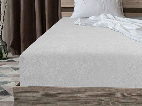 Cearsaf fleece elastic MOLTON argintiu 90 x 200 cm