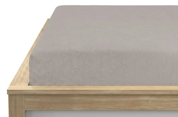 Cearsaf elastic din fleece MOLTON gri deschis 90 x 200 cm