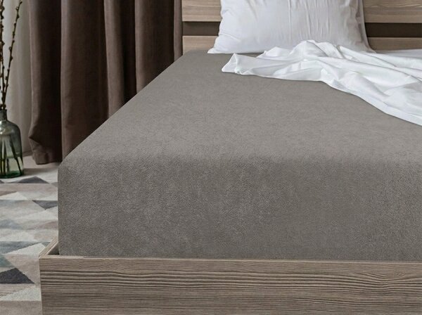 Cearsaf elastic din fleece MOLTON gri inchis 90 x 200 cm