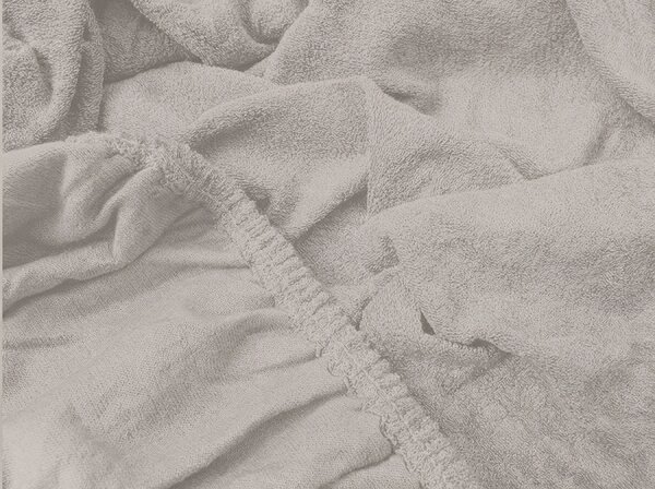 Cearsaf elastic din fleece MOLTON gri deschis 90 x 200 cm