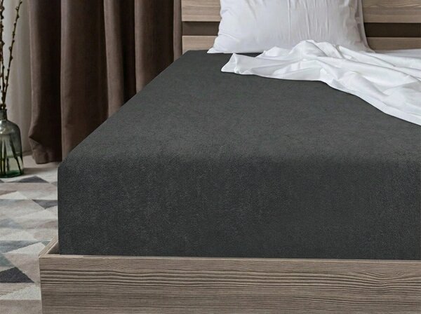 Cearsaf extensibil din fleece MOLTON antracit 90 x 200 cm