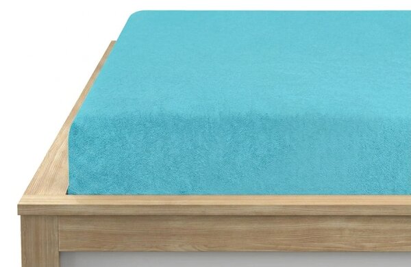 Cearsaf elastic din fleece MOLTON turcoaz 90 x 200 cm
