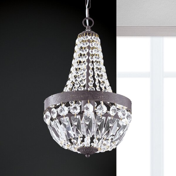 ORION Lampă suspendată Arila, lanțuri de cristal, Ø 25 cm, reglabil, Transparent, Camera de zi / sufragerie, Metal, Antichitate