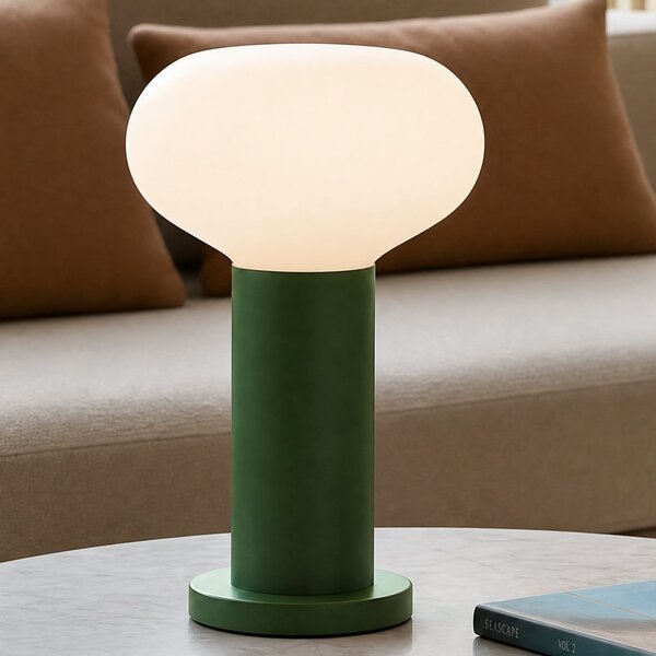 ALDEX Lampa de masă Flo, verde, Ø 19 cm, sticlă, Verde, Camera de zi / sufragerie, Metal, Design