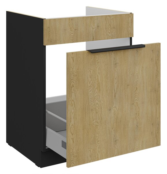 Dulap inferior de bucătărie pod drez Carminia 60 ZL 1S BB PREMIUM BOX (stejar cremona + negru). 1127980