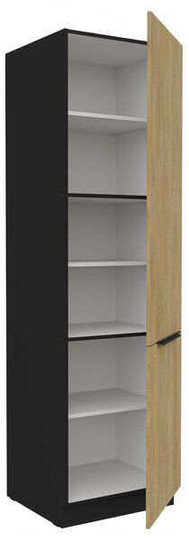 Dulap bucătărie pentru alimente Carminia 60 DK-210 2F (stejar cremona + negru). 1128014
