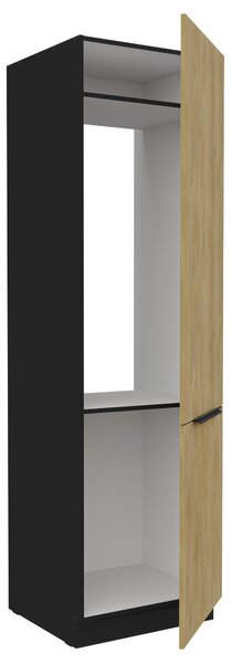 Dulap bucătărie pentru frigider încorporat Carminia 60 LO-210 2F (stejar cremona + negru). 1128016