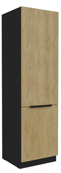 Dulap bucătărie pentru frigider încorporat Carminia 60 LO-210 2F (stejar cremona + negru). 1128016