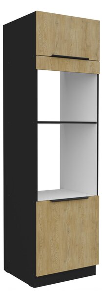 Dulap bucătărie pentru cuptor Carminia 60 DPM-210 2F (stejar cremona + negru). 1128019