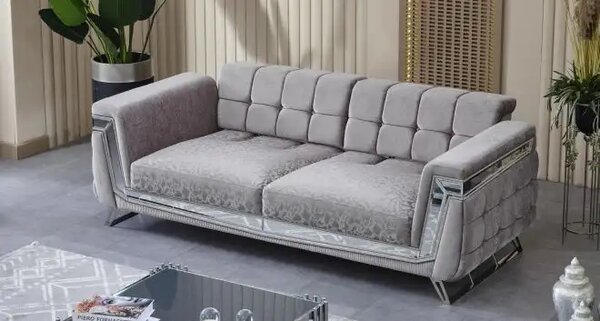 Canapea extensibila 3 locuri stil Chesterfield Milano, crom