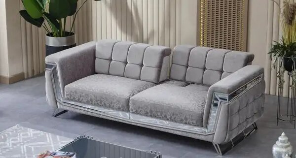 Canapea extensibila 3 locuri stil Chesterfield Milano, crom
