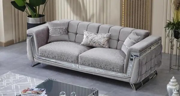Canapea extensibila 3 locuri stil Chesterfield Milano, crom