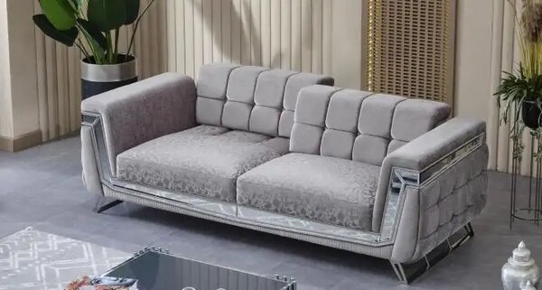 Canapea extensibila 3 locuri stil Chesterfield Milano, crom