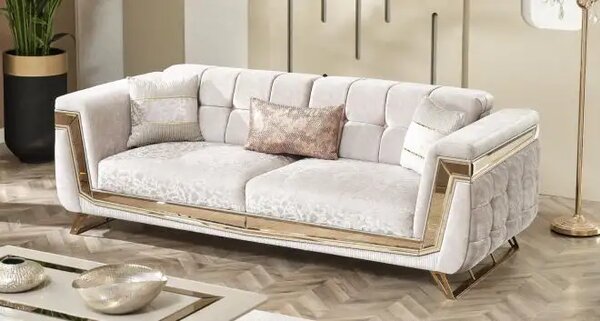 Canapea extensibila 3 locuri stil Chesterfild Milano, Gold