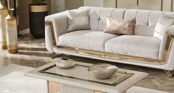 Canapea extensibila 3 locuri stil Chesterfild Milano, Gold