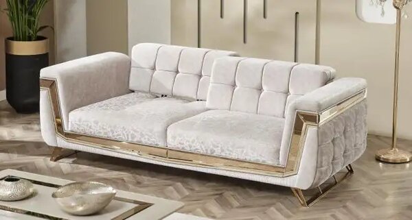 Canapea extensibila 3 locuri stil Chesterfild Milano, Gold