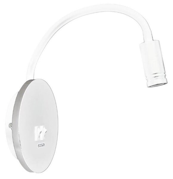 Lampă de perete LED flexibilă BASE cu USB, LED/8W+LED/2W/230V, alb/argintiu