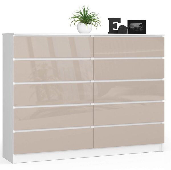 Comodă Kurtinaitis 10SZ (alb + cappuccino lucios). Promo -18%. 1117177