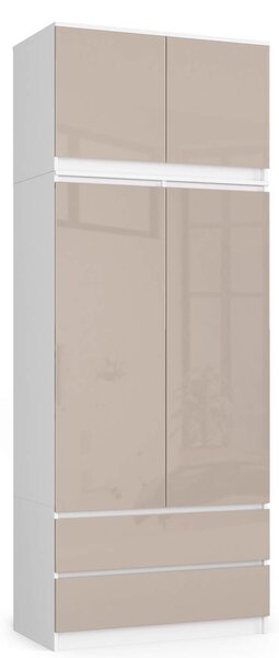 Dulap de haine Submarino (alb + cappuccino lucios) (cu suprastructură). Promo -17%. 1117365