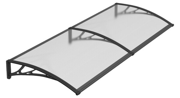 Copertină PREMIUM 200x120 cm, placă 6 mm dintr-o bucată – Gri/Transparenta