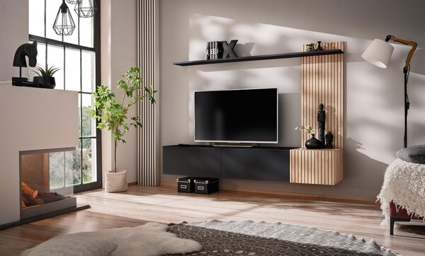 Mobilier living Salav (stejar jackson hickory + negru). 1118826