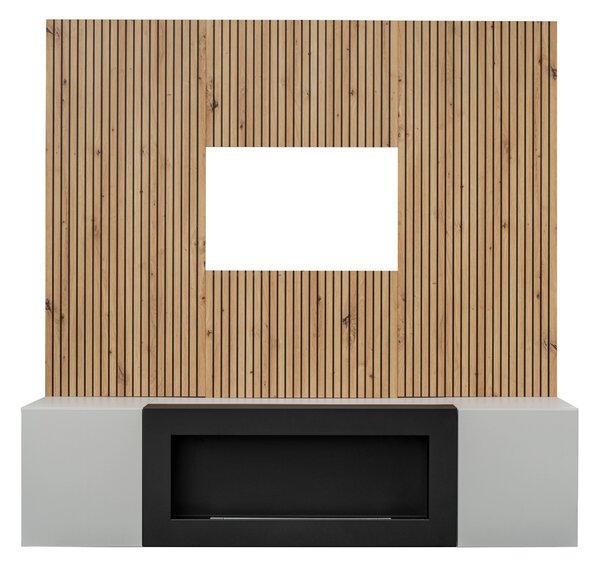 Mobilier living Xavus L2-K (perla grey + stejar artisan) (cu șemineu bio). 1118834