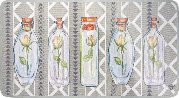 Covor pentru bucatarie, Olivo Tappeti, Carpet Queen 2, Rose in glass, 50 x 130 cm, 80% bumbac, 20% poliester, multicolor