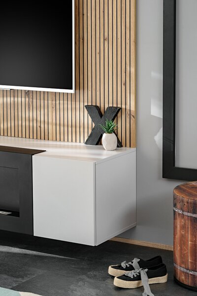 Mobilier living Xavus L2-K (perla grey + stejar artisan) (cu șemineu bio). 1118834