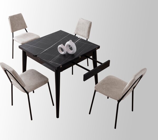 Masă sufragerie extensibilă Totento (negru). 1121645