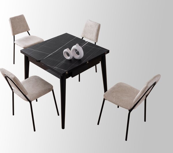 Masă sufragerie extensibilă Totento (negru). 1121645
