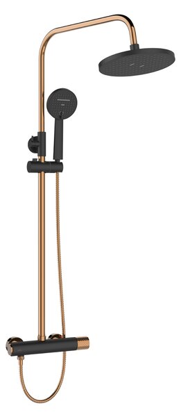 Invena Moonlight set de duș perete cu duș de ploaie negru-auriu AU77014