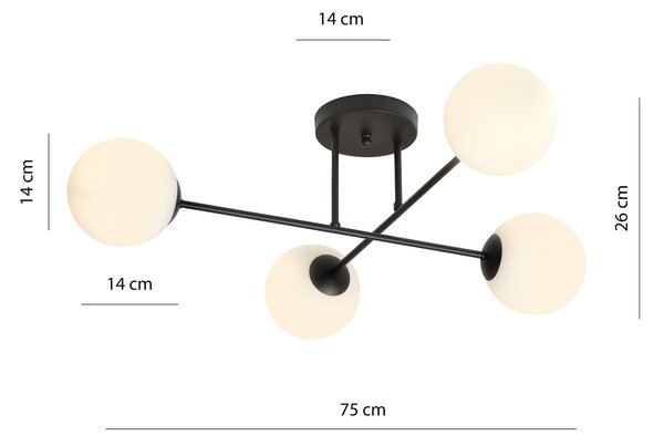 Emibig Roma lampă de tavan 4x10 W negru 1232/4
