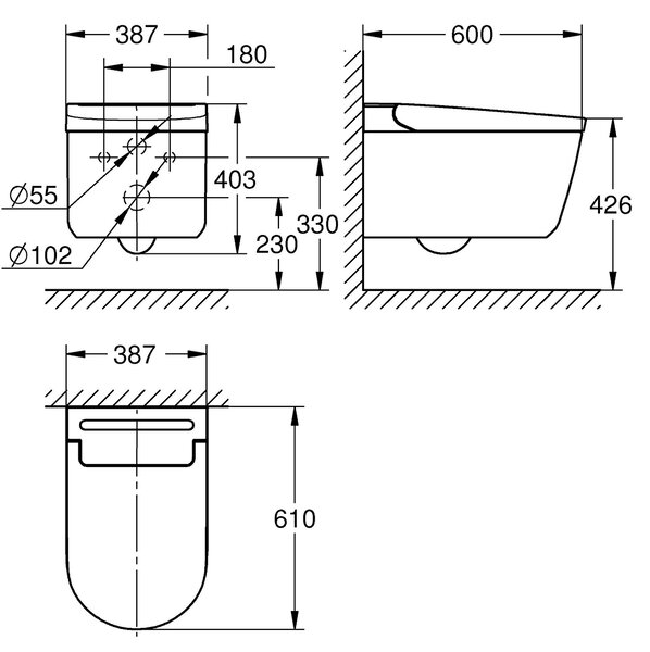 Grohe Sensia toaletă cu spălare agăţat fără margine alb 36507SH0