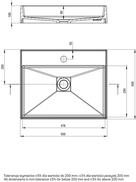 Deante Correo lavoar 50x40 cm dreptunghiular de blat alb mat CQR_AU5S